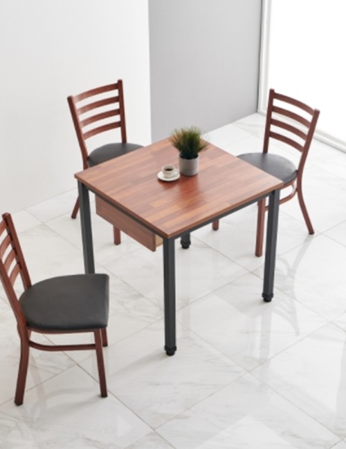 브리엘 2인 테이블 [600/750] (블랙+멀바우) 업소용 식탁(수저통포함) 